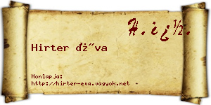 Hirter Éva névjegykártya